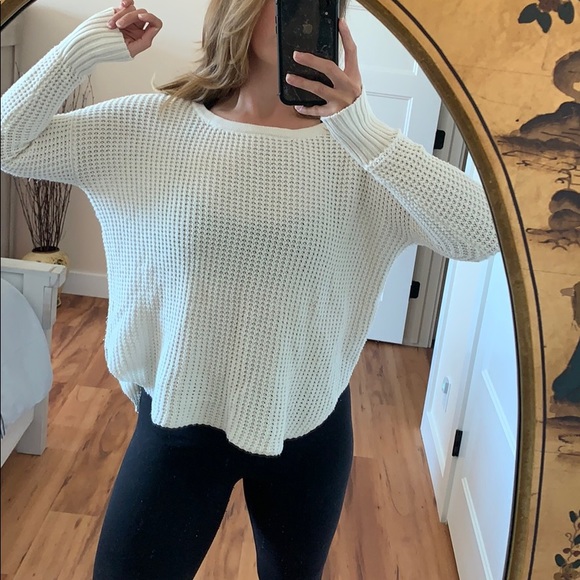 White Waffle Knit Sweater - Picture 4 of 6